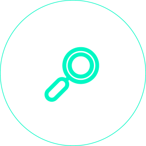 Símbolo de lupa en círculo